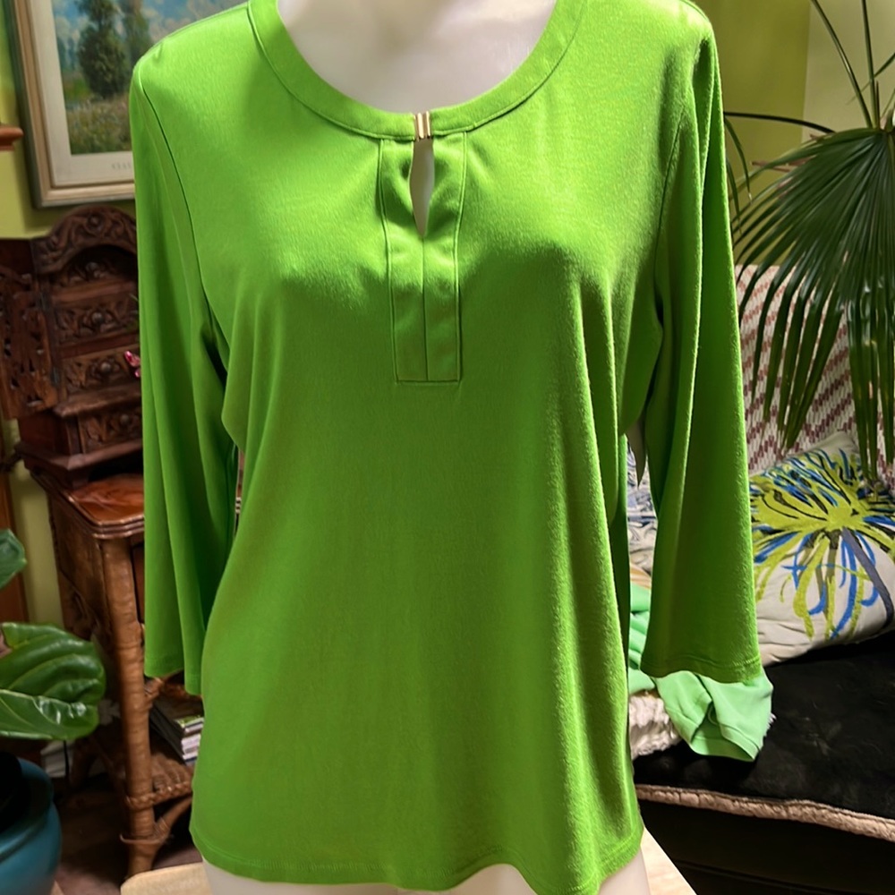 Talbots 3/4 sleeve top, lime green